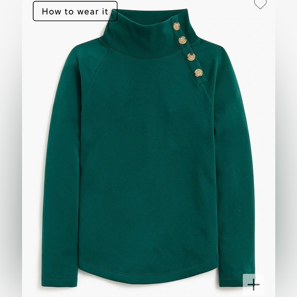 J. Crew Button-Collar Pullover Sweater - XS Green